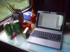 Beim Schreiben dieses Blogs im Zug