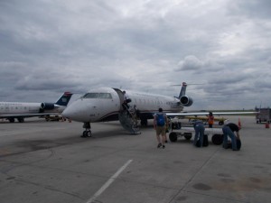 Das Flugzeug von Charlotte nach Cincinnati